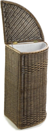 The Basket Lady Corner Wicker Laundry Hamper, Antique Walnut Brown, 15 in L x 15 in W x 26 in H