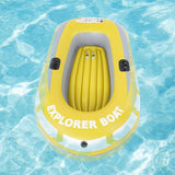 2-Person Yellow Inflatable Kayak Boat, Heavy-Duty PVC Air Canoe with Two Paddle Mounts and Double-Valve Design