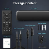 TV Soundbar with Built-In Subwoofers, Bluetooth 5.0, HDMI-ARC, Optical, AUX, Coaxial and USB Connectivity, Wired or Wireless Surround Sound with Remote