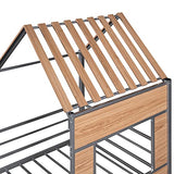 Harper & Bright Designs Twin Low Loft House Bed with Roof, Window, Guardrail and Ladder, Metal Kids Frame for Girls and Boys, White
