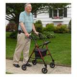 Red Drive Medical Aluminum Rollator with Adjustable Height and 6-Inch Casters