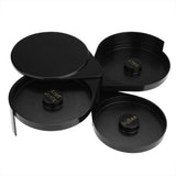 Delaman 3-Tier Glass Cocktail Rimming Station for Sugar, Salt and Lime, Black