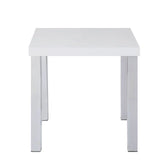 Bowery Hill Contemporary End Table, White High-Gloss Finish with Chrome Accents