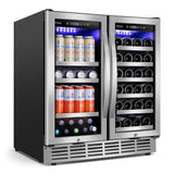 Tittla 30-Inch Dual-Zone Wine and Beverage Refrigerator for 33 Bottles and 80 Cans, Under-Counter or Freestanding Wine Cooler