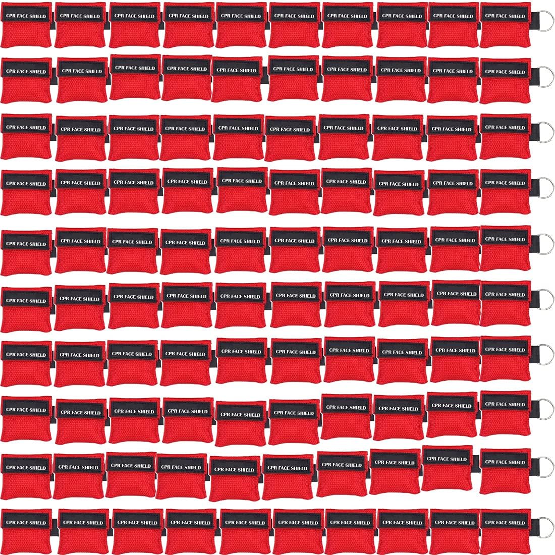 100-Piece CPR Face Shield Keychain Emergency Kit, Red Masks for First Aid and CPR Training