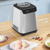 KISSAIR 1.5L Upright Ice Cream Maker with Stainless Steel Housing and LED Display, 3 Modes for Gelato, Frozen Yogurt and Sorbet