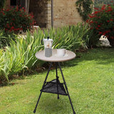 Lightweight Round Folding Picnic Table with Mesh Pocket, Portable Outdoor Tea and Coffee Side Table for Beach, Patio, Fishing, Camping or Garden