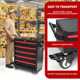 Rolling Metal Tool Chest with 5 Lockable Drawers, Mobile Garage Storage Cabinet on Wheels for Workshop, Warehouse or Repair Shop