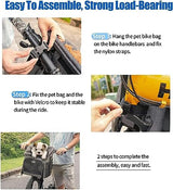 Foldable Removable Dog Bike Basket Carrier with Reflective Strips and 2 Side Storage Pockets for Cats and Small Dogs