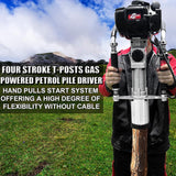 37.7CC 4-Stroke Gasoline T-Post Driver with Air-Cooled Single-Cylinder Engine, 2 Post Driving Heads for Garden Fencing