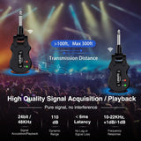 LEKATO 5.8GHz Wireless Guitar System with 4-Channel Digital Transmitter and Receiver, 300-Foot Range