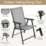 Yaheetech Set of 4 Outdoor Folding Dining Chairs with Armrests, Metal Frame & Backrest for Lawn, Garden, Yard or Poolside, Black