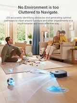 Eureka J15 Pro Ultra Robot Vacuum and Mop with Self-Emptying Base, 16,200 Pa Suction and Flex-Arm Mop, Featuring Hot Water Washing, Hot Air Drying, Anti-Tangle Technology and AI Obstacle Avoidance, Black