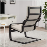 IKEA POÄNG Armchair with Black-Brown Frame and Knisa Light Beige Cushion, 692.407.95
