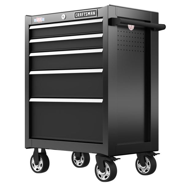 2000 Series 5-Drawer Rolling Steel Tool Cabinet, 26.5-in W x 37.5-in H, Black