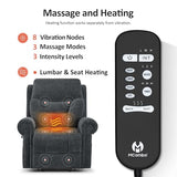 MCombo 7888 Triple-Motor Power Lift Recliner for Seniors, Fabric Chair with Massage, Lumbar and Seat Heating, Adjustable Headrest and Rolled Arms, Coffee, Medium