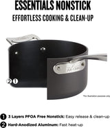 All-Clad Essentials 2-Piece Fry Pan Set with 8.5-Inch and 10.5-Inch Nonstick Hard-Anodized Pans, Grey