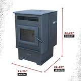 Cleveland Iron Works Multi-Fuel Pellet Stove with Smart Home Technology, 26,865 BTU Output and EPA Certification