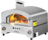 Portable BIG HORN OUTDOORS Gas Pizza Oven with 13 inch Pizza Stone, Stainless Steel Propane Pizza Maker for Outdoor Cooking
