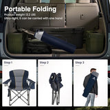 Oversized Heavy-Duty Folding Camp Chair with 450 LBS Support, Cup Holder and Cooler Bag, Portable Outdoor Seating, Green