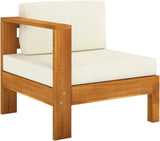 6-Piece Acacia Wood Patio Lounge Set with Cream White Cushions, Outdoor Conversation and Dining Tables with White Side Table
