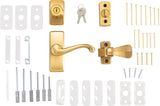 Ideal Security Satin Gold Door Lever with Deadbolt Lock for Storm and Screen Doors