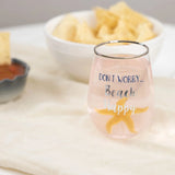 Beach Happy Starfish Stemless Wine Glass, 19 oz with 3-D Figurine