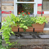 ACHLA DESIGNS 35.5-Inch Copper-Plated Window Box Planter with Black Railing Clamp Brackets