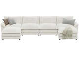 YESHOMY U-Shaped Modular Sectional Sofa in Grey Chenille, Featuring Supportive Soft Sponges, Removable Ottoman, and Sleeper Design