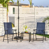 Yaheetech Set of 4 Outdoor Folding Dining Chairs with Armrests, Metal Frame & Backrest for Lawn, Garden, Yard or Poolside, Black