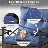 Outsunny 3-Piece Wicker Bistro Set with Rocking Chairs and Cushions, Dark Blue