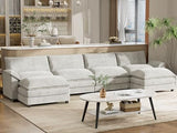 YESHOMY U-Shaped Modular Sectional Sofa in Grey Chenille, Featuring Supportive Soft Sponges, Removable Ottoman, and Sleeper Design