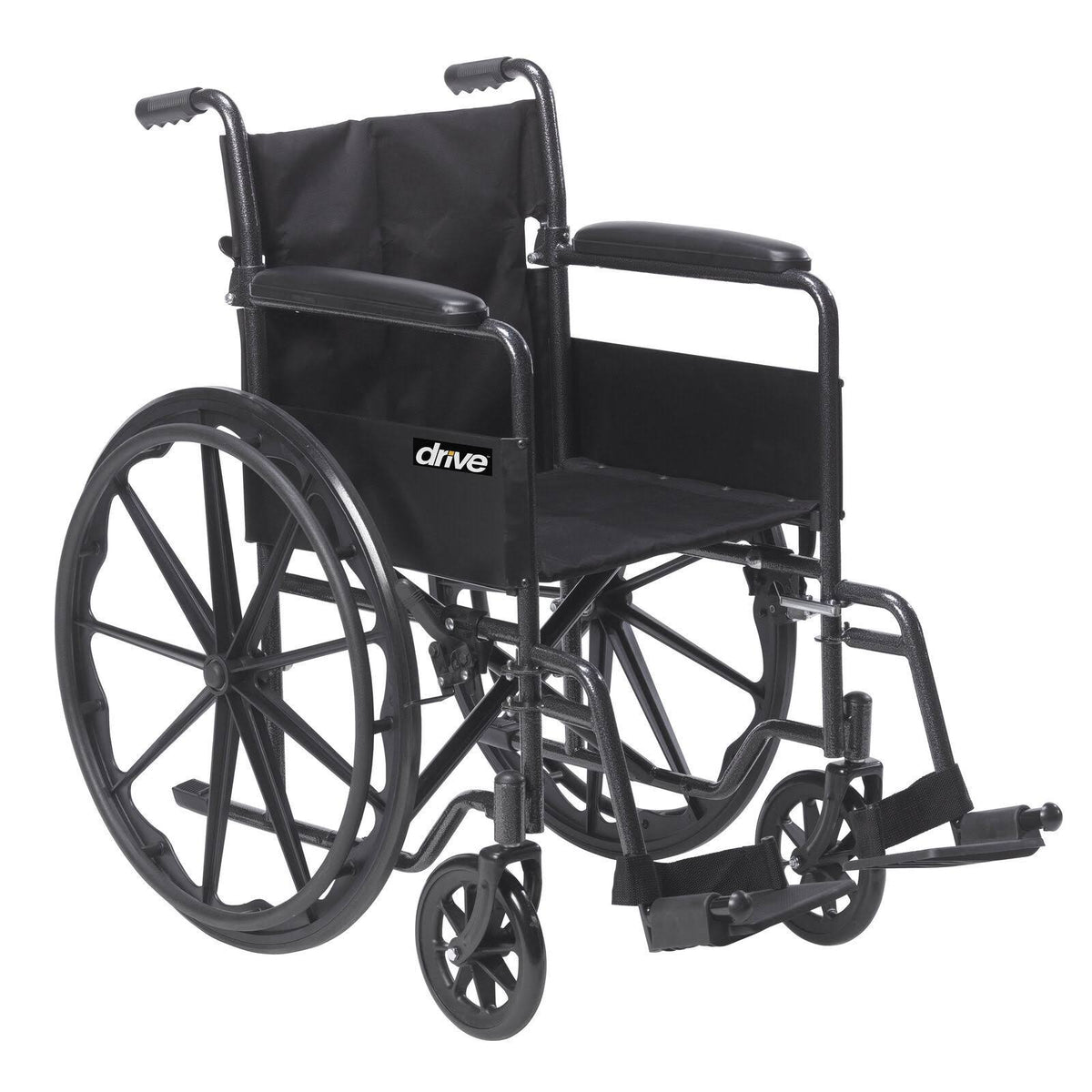 Drive Medical Silver Sport 1 Wheelchair with Full-Length Arms and Swing-Away Removable Footrests
