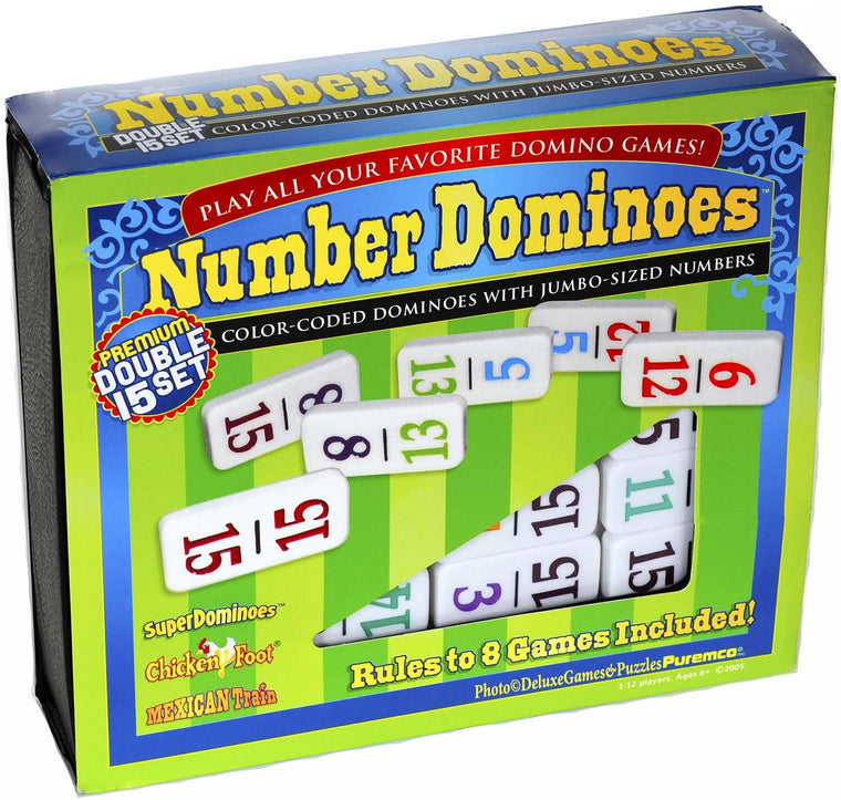 Professional Double-15 Domino Set with Numbered, Color-Coded Tiles