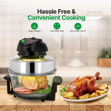 18-Quart Countertop Convection Air Fryer with See-Through Glass Bowl, Broil Rack and Toasting Rack for Air Frying, Roasting, Baking, Grilling and Steaming