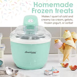 Elite EIM520M 1 Quart Automatic Electric Ice Cream Maker in Mint Spearmint, with Recipes for Homemade Ice Cream, Frozen Yogurt, Sorbet and Gelato