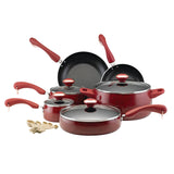 15-Piece Paula Deen Signature Cookware Collection, Featuring Nonstick Porcelain Construction in Red and Black