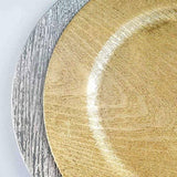 24-Piece Set of 13-Inch Gold Wooden Textured Round Charger Plates by Balsacircle, Designed for Dinner Parties, Weddings and Holidays