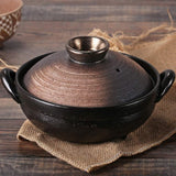 Round Ceramic Casserole Dish with Lid, Earthenware Hot Pot for Rice Cooking, Baking and Serving, Insulated Clay Stockpot