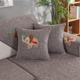 Soft Cotton Woven Sectional Sofa Cover with Non-Slip Design and Small Elephant Pattern, Brown, 45x45cm