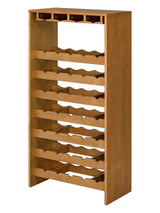 ACME Hanzi Wood Wine Cabinet for 35 Bottles, Featuring Stemware Rack, Oak Finish