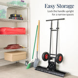 36in Galvanized Heavy-Duty Snow Pusher with 2 Wheels, Adjustable Handle & Blade Angle for Snow Removal, Black