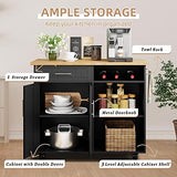 Shintenchi Rolling Kitchen Island Cart with Large Worktop, Cabinet Storage, Drawers, Towel Rack and Wheeled Side-Table Design, White