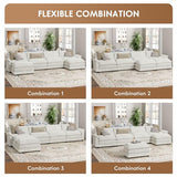 YESHOMY U-Shaped Modular Sectional Sofa in Grey Chenille, Featuring Supportive Soft Sponges, Removable Ottoman, and Sleeper Design