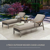 LOKATSE HOME Adjustable Outdoor Patio Chaise Lounge Cushion with Armrest, Dark Gray Reclining Pool, Deck and Yard Furniture