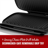 George Foreman 9-Serving Electric Grill and Panini Press with Basic Plates, 144-Square-Inch Surface, Platinum, GR2144P