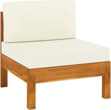 6-Piece Acacia Wood Patio Lounge Set with Cream White Cushions, Outdoor Conversation and Dining Tables with White Side Table