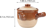 Traditional Chinese Medicine Clay Casserole Pot with Retro Pottery Design, Stew and Ramen Cooking Vessel, Pitcher Teapot Gift, 001, 25x19cm (1 22×17.5cm)