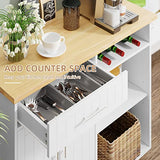 Shintenchi Rolling Kitchen Island Cart with Large Worktop, Cabinet Storage, Drawers, Towel Rack and Wheeled Side-Table Design, White