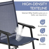 Yaheetech Set of 4 Outdoor Folding Dining Chairs with Armrests, Metal Frame & Backrest for Lawn, Garden, Yard or Poolside, Black
